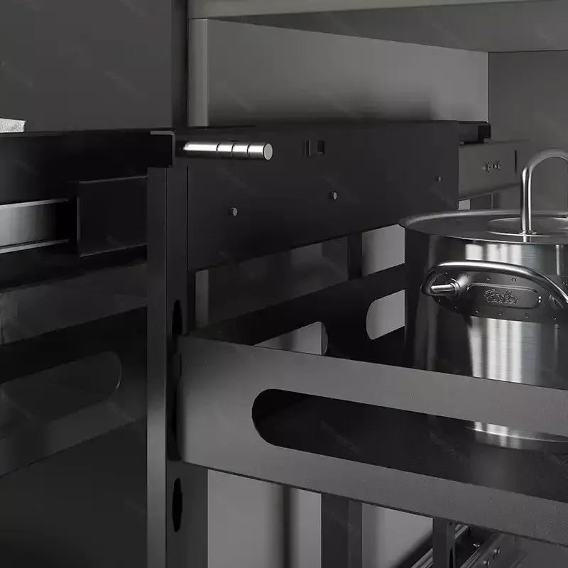 Pull-Out Kitchen Basket Grey Finish - Suits 300mm Cabinet